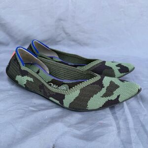 Women’s 8 Rothy's The Point Ballet Flat Slip On Olive Camo Green